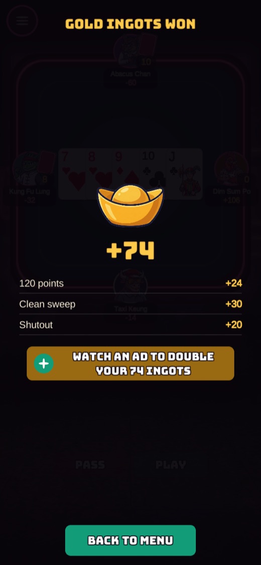 Gold ingots won after a session